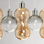 Люстра с 3-мя плафонами волнообразной формы цвета янтарь и 2-мя прозрачными шарообразными плафонами Lucid Rain  варинант исполнения - 7 | Loft Concept в Красноярске