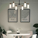 Люстра потолочная с 6-ю цилиндрическими плафонами из стекла и черным каркасом Noir Poise варинант исполнения - 3 | Loft Concept в Красноярске