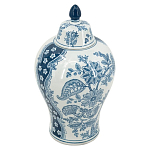 Ваза с крышкой и голубым цветочным рисунком 37 см Blue & White Ornament варинант исполнения - 1 | Loft Concept в Красноярске