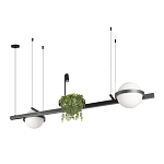 Подвесной светильник линейный с 2-мя шарообразными плафонами и цилиндрическим спотом Light of Еyes варинант исполнения - 8 | Loft Concept в Красноярске