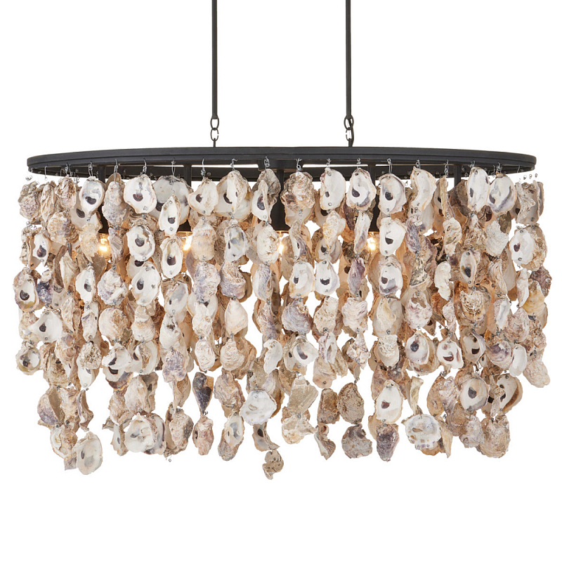 Люстра овальная с подвесками из устричных раковин Sea Ravens Черный в Красноярске | Loft Concept 