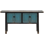 Деревянная консоль в китайском стиле с дверцами голубая Qin Console Table Blue варинант исполнения - 1 | Loft Concept в Красноярске