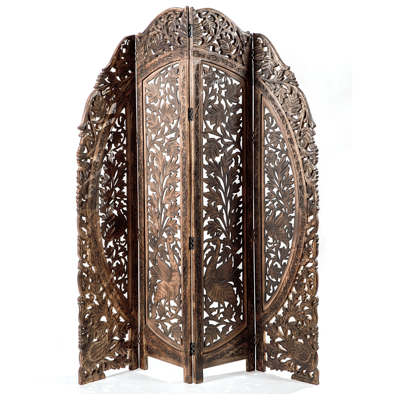 Ширма с орнаментом ручная резьба Indian Antique Furniture Коричневый Ширма с орнаментом ручная резьба Indian Antique Furniture Коричневый в Красноярске | Loft Concept