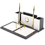 Настольный письменный набор из белого мрамора с часами Marble Accessory варинант исполнения - 2 | Loft Concept в Красноярске