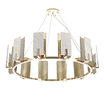 Люстра подвесная круглая с прямоугольными мраморными и золотистыми панелями на металлическом каркасе Диаметр 118 см Marble square Chandelier варинант исполнения - 2 | Loft Concept в Красноярске