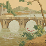 Обои ручная роспись Views of Italy Crepuscule варинант исполнения - 2 | Loft Concept в Красноярске