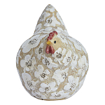 Статуэтка курица с резными белыми цветами на бежевой фактурной поверхности Rustic Chicken варинант исполнения - 1 | Loft Concept в Красноярске