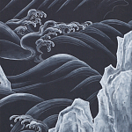 Обои ручная роспись Matsushima Waves Roka on Edo Night painted silk варинант исполнения - 1 | Loft Concept в Красноярске