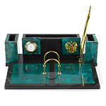 Настольный письменный набор из змеевика с часами и календарницей Successful Leader варинант исполнения - 1 | Loft Concept в Красноярске