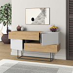 Комод c 2-мя белыми дверцами и 2-мя выдвижными ящиками цвета древесины EROS CONSOLE OAK WHITE варинант исполнения - 2 | Loft Concept в Красноярске