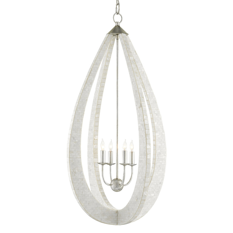 Люстра каплевидной формы покрытая перламутровой мозаикой Soft Pearl Shape Серебряный Белый в Красноярске | Loft Concept 