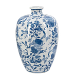 Ваза фарфоровая с узким горлышком и синими цветочными мотивами Independence варинант исполнения - 2 | Loft Concept в Красноярске