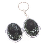 Зеркало брелок карманное двухстороннее из натурального камня Серафинит Stone Mirrors варинант исполнения - 2 | Loft Concept в Красноярске