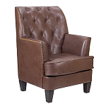 Кресло из натуральной кожи c мягкими подлокотниками на 4-х деревянных ножках из массива бука Joseph Armchair brown варинант исполнения - 1 | Loft Concept в Красноярске