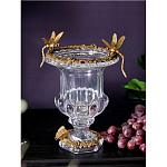 Ваза из прозрачного стекла на бронзовой подставке с ободком и ручками в виде стрекоз Eden Garden варинант исполнения - 2 | Loft Concept в Красноярске