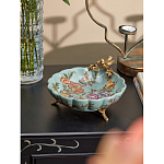 Блюдо из голубого фарфора с бронзовой птичкой Blue Garden варинант исполнения - 4 | Loft Concept в Красноярске