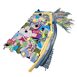 Ковер разноцветный из джинсовой одежды и армейских палаток Upcycling варинант исполнения - 1 | Loft Concept в Красноярске