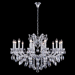 Люстра подвесная с 12-ю лампочками и прозрачными хрустальными подвесками на хромированном основании Crystal lamps варинант исполнения - 2 | Loft Concept в Красноярске