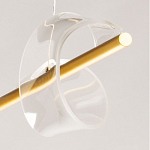 Люстра линейная золотистого цвета с двумя прозрачными волнистыми элементами Wave Line варинант исполнения - 11 | Loft Concept в Красноярске