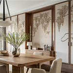 Обои с вышивкой ручной работы Deco Wisteria ﻿Midas colourway on Liso Pearl wool sateen варинант исполнения - 2 | Loft Concept в Красноярске