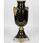 Ваза черного цвета из фарфора с золотистым узором и бронзовыми элементами Eden Garden porcelain and bronze варинант исполнения - 1 | Loft Concept в Красноярске
