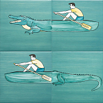 Плитка с узором Крокодил байдарочник варинант исполнения - 2 | Loft Concept в Красноярске