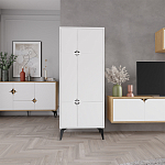 Комод белый с 4-мя дверцами на металлических ножках SPARK MULTIPURPOSE CABINET WHITE варинант исполнения - 11 | Loft Concept в Красноярске