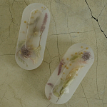 Подставка под благовония из эпоксидной смолы с цветами белая Epoxy Resin Flowers Incense Oval Stand White варинант исполнения - 2 | Loft Concept в Красноярске