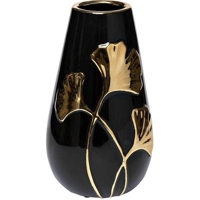 Ваза керамическая black with decor 24.5 Черный Золотой Ваза керамическая black with decor 24.5 Черный Золотой в Красноярске | Loft Concept