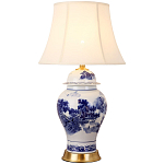 Настольная лампа с абажуром Blue Chinoiserie Table Lampshade варинант исполнения - 1 | Loft Concept в Красноярске
