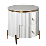 Тумбочка белая круглая с мраморной столешницей Thoroughbass варинант исполнения - 4 | Loft Concept в Красноярске