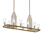 Люстра прямоугольная цвета латунь с прозрачными рифлеными цилиндрическими плафонами Kichler варинант исполнения - 1 | Loft Concept в Красноярске