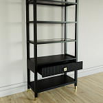 Стеллаж Elsa Dreams Black со стеклянными полками и ящиком варинант исполнения - 3 | Loft Concept в Красноярске