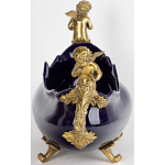 Чаша темно-синяя фарфоровая с бронзовыми ручками в виде ангелов Eden Garden варинант исполнения - 2 | Loft Concept в Красноярске