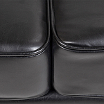 Диван кожаный двухместный на 4-х деревянных ножках из массива березы Logan Leather Seating black варинант исполнения - 4 | Loft Concept в Красноярске