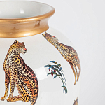 Ваза белая овальная с рисунком леопардов и золотыми акцентами LEOPARD Collection варинант исполнения - 1 | Loft Concept в Красноярске