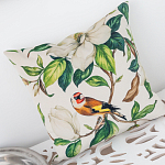 Декоративная подушка бежевая с изображением птица в саду Blooming Birds варинант исполнения - 3 | Loft Concept в Красноярске