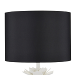 Настольная лампа с декором в виде белого цветка магнолии на каркасе и черным абажуром White Magnolia варинант исполнения - 2 | Loft Concept в Красноярске