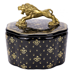 Шкатулка черного цвета с крышкой с фигуркой льва Eden Garden варинант исполнения - 1 | Loft Concept в Красноярске