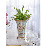 Ваза голубого цвета из фарфора с цветочным рисунком и бронзовой стрекозой Blue Garden варинант исполнения - 5 | Loft Concept в Красноярске