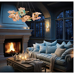 Люстра круглая на золотом каркасе с цветочным декором Miscellaneous herbs варинант исполнения - 6 | Loft Concept в Красноярске