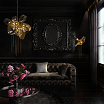 Люстра подвесная со стеклянными плафонами из дымчатого и золотистого с тремя вертикальными подвесками Gilded Mirage  варинант исполнения - 8 | Loft Concept в Красноярске