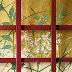 Обои ручная роспись The Plain of Musashi Original colourway on painted Xuan paper with gold ombre варинант исполнения - 2 | Loft Concept в Красноярске