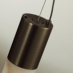 Подвесной светильник вытянутой цилиндрической формы с плафоном из алебастра и металлическими торцами Темная Латунь 100 см Cryptocrystalline Stone варинант исполнения - 6 | Loft Concept в Красноярске