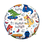 Пуф детский круглый с принтом на 4-х белых ножках Dinosaurs CHILDHOOD варинант исполнения - 2 | Loft Concept в Красноярске