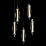 Люстра круглая каскадня с 5-ю плафонами из металлической сетки Mesh Lampshade Lighting варинант исполнения - 3 | Loft Concept в Красноярске