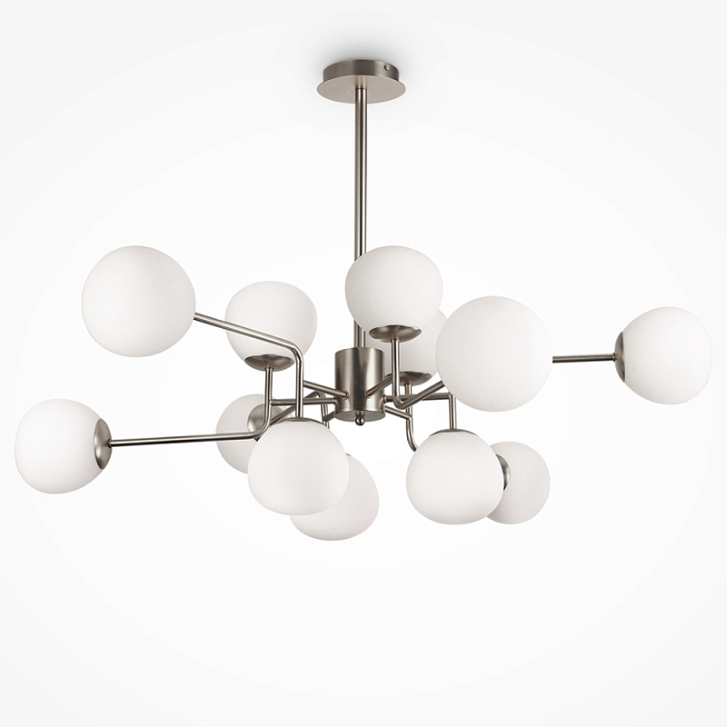 Люстра Tiepolo Ball Chandelier Nickel 12 Никель Белый в Красноярске | Loft Concept 