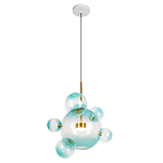 Подвесной светильник с прозрачными бирюзовыми стеклянными шарами и золотыми деталями Диаметр 46 Giopato & Coombes варинант исполнения - 1 | Loft Concept в Красноярске