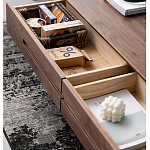 Кофейный стол из массива дерева с выдвижными ящиками Coffee Walnut Table варинант исполнения - 3 | Loft Concept в Красноярске