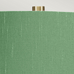 Настольная лампа с белым фигурным основанием на латунном основании и зеленым тканевым конусным абажуром Elstead Lighting варинант исполнения - 2 | Loft Concept в Красноярске